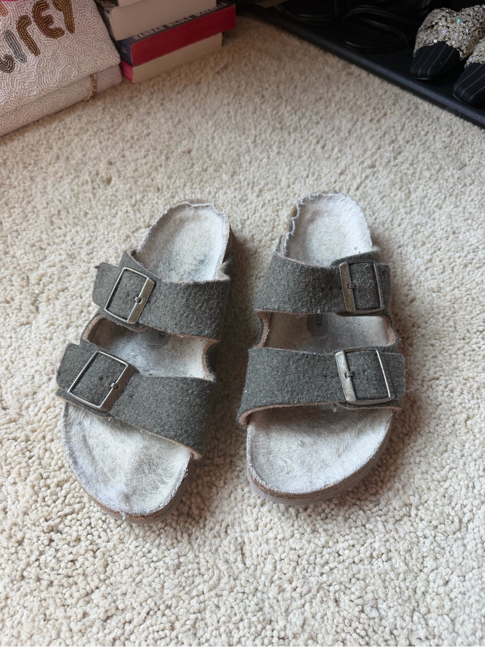 Birkenstock Women's Double-Buckle Slide Sandals in Olive